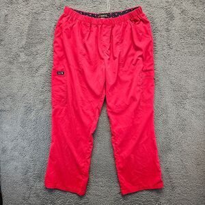 Koi Basics Scrub Pants Women Size 2X Regular Red Straight Medical‎ Uniform Pant